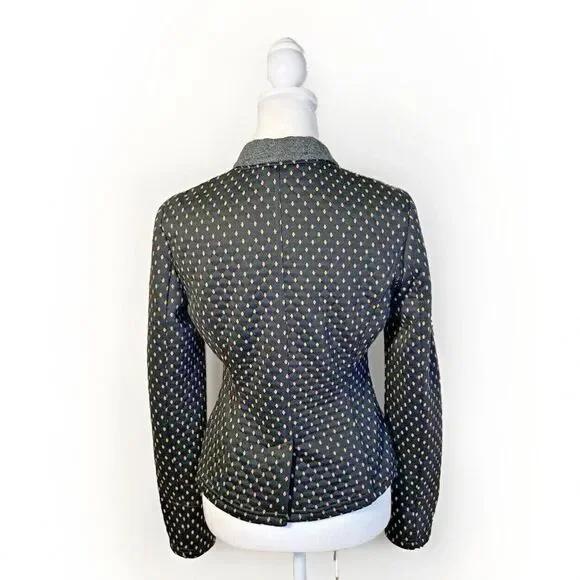 Free People Preppy Diamond Quilted Knit Tweed Polka Dots Blazer Black Jacket  SP - Picture 5 of 14